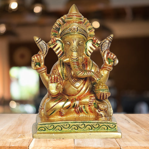 Brass Ganesh Ji God Idol Statue 1.22 Kg